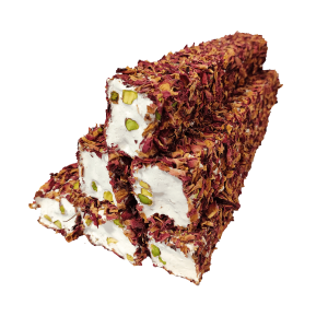 Milk Flavor Lokum with Pistachio and Rose Petals