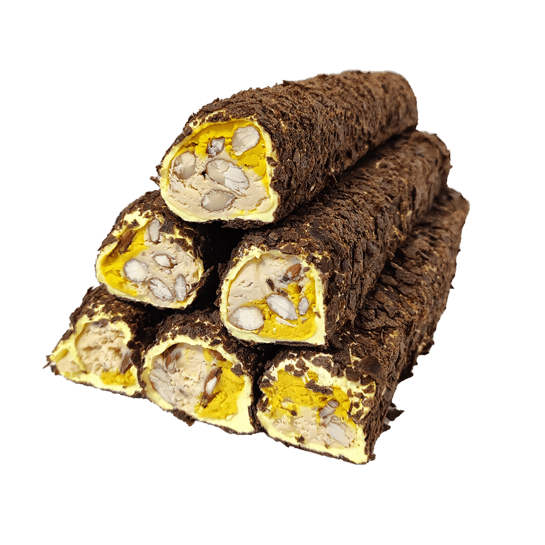 Rolo Lokum with Almond, Banana Flavor, White Chocolate and Cocoa Chips