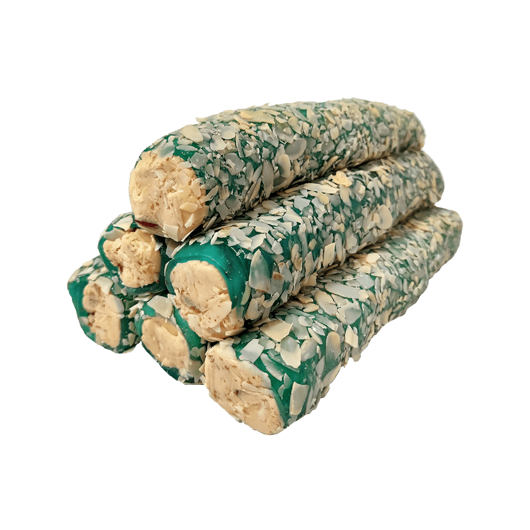 White Chocolate Apple Flavor Lokum Roll with Almonds